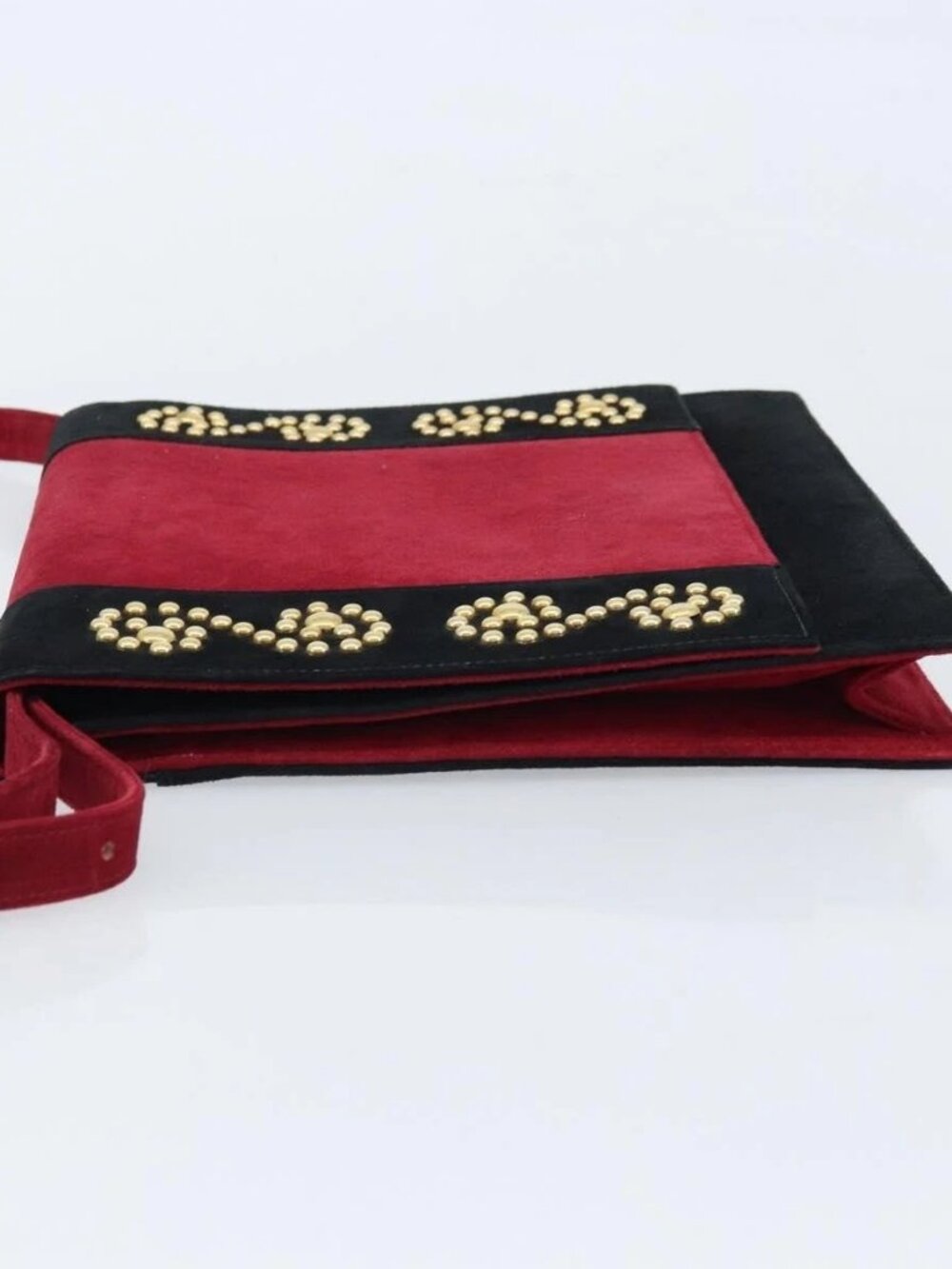 SAINT LAURENT Shoulder Bag Suede Bordeaux Gold Auth 172534 - Picture 6 of 16
